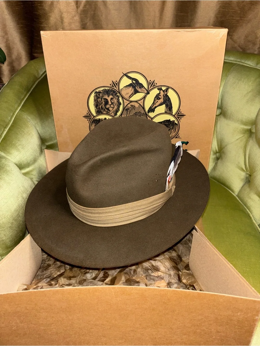 Vintage New Banana Republic Brown Fedora Safari Travel Indiana Jones Hat Wool 7